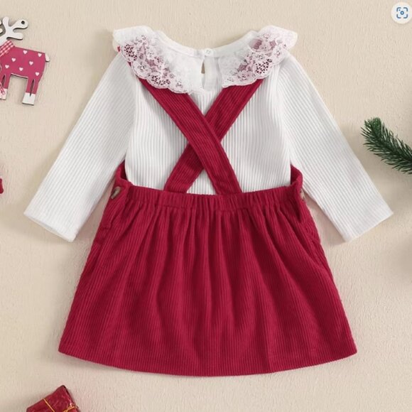 Santa Girls Jumper Overall Dress Christmas Outfit - Picture 6 of 6